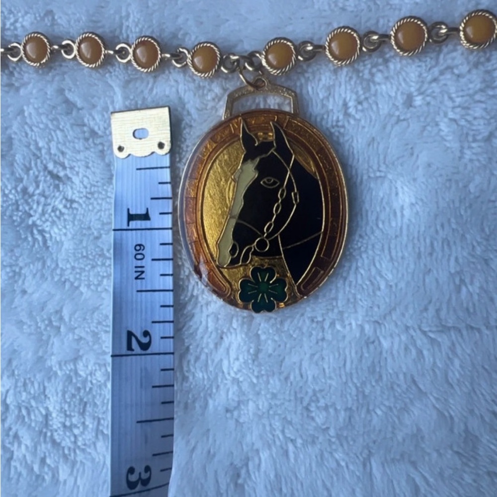 Elegant Gold and Black Horse Pendant Necklace - Picture 6 of 7